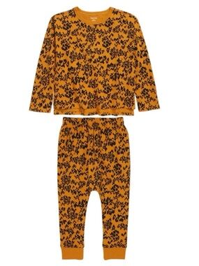 Open Edit Kids Outfit Set Size 3 Organic Cotton Tee Joggers Orange NWOT